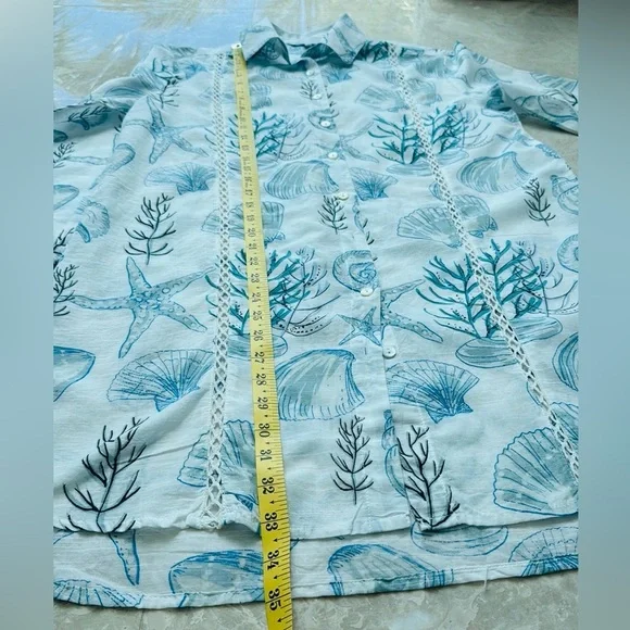 Blue Island summer  Blouse, Tunic, Button down shirt dress , swim coverup Size S - Picture 13 of 13